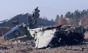 Wrecks of Taliban warplane at Kabul airport